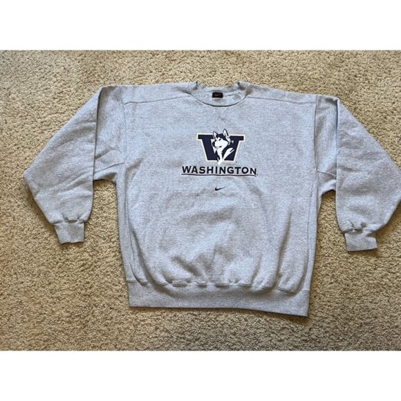 Washington Huskies Vintage Nike Gray Fleece Crewneck Sweatshirt Size XL VTG 90s